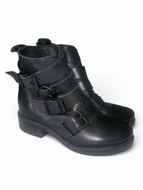 Steve Madden Reflex Ankle Boot Black Leather - Size 38/7.5